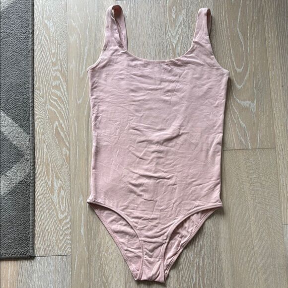 Everlane Supima Cotton Scoop Back Bodysuit Tank Top Light Pink SzS - Picture 1 of 11